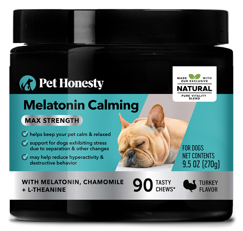 Pet Honesty's new Melatonin Calming Max Strength supplement for dogs provides stress relief without sedative effects